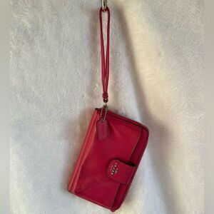 Coach Pink Leather Wristlet Wallet